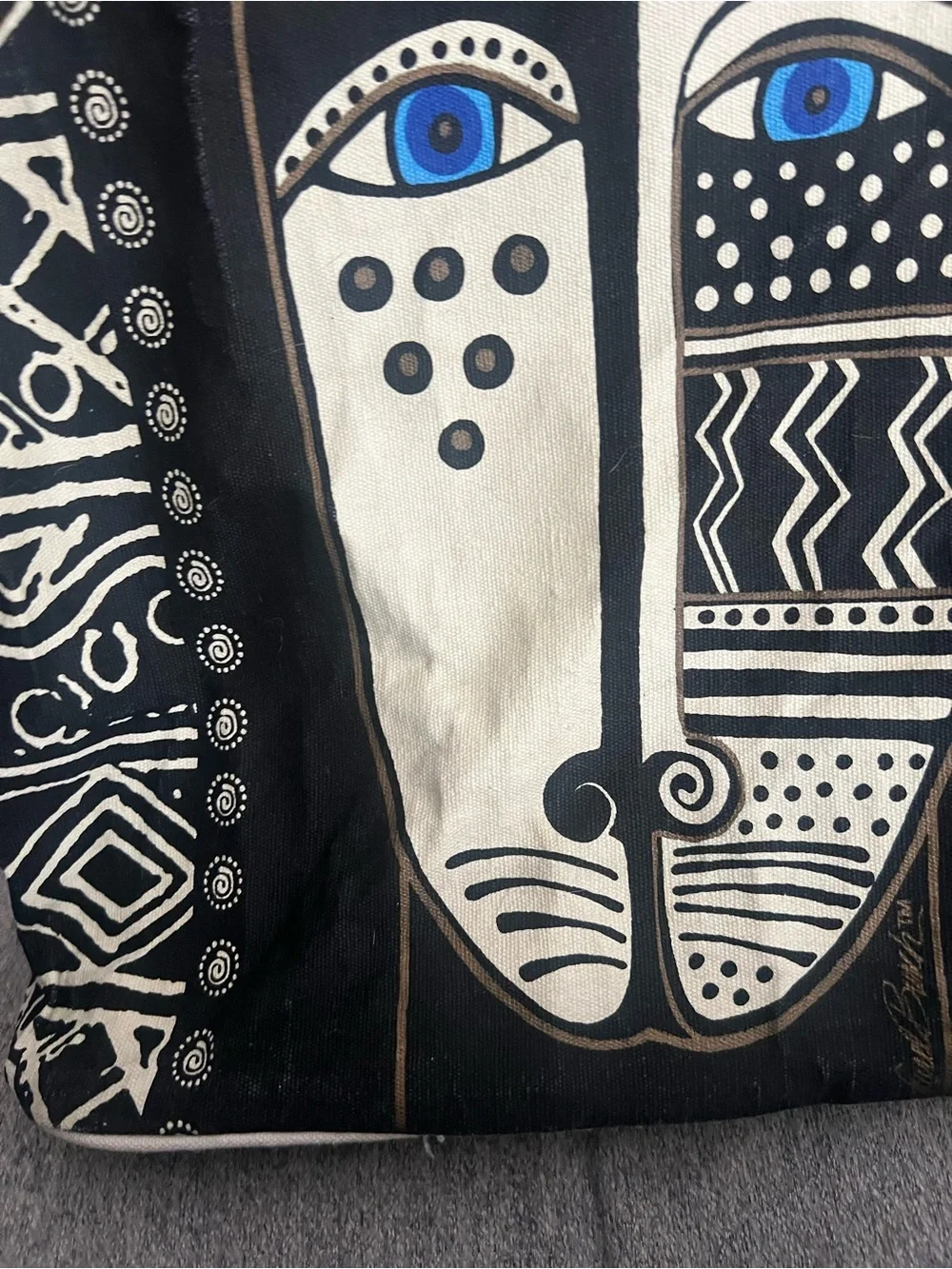 LAUREL BURCH CAT Shoulder TOTE BAG Black & White Cats Geometric  rare vintage - Picture 9 of 11